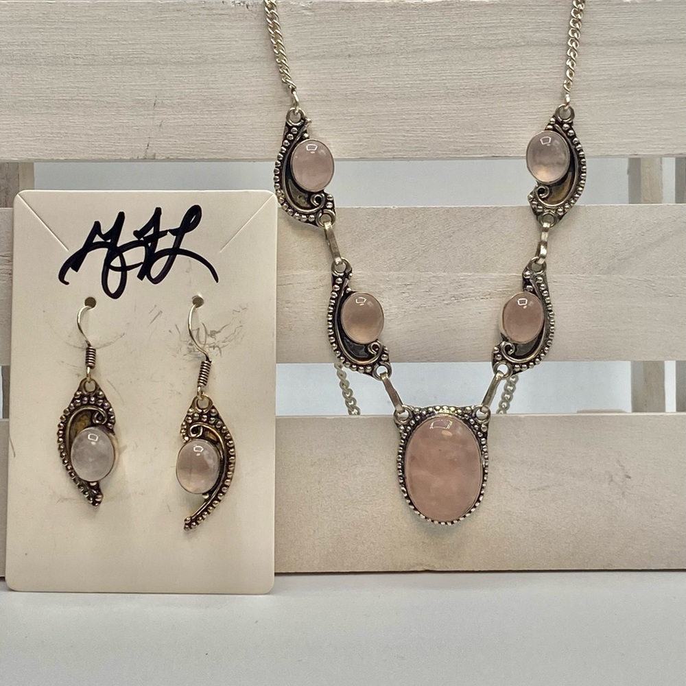 Milky Quartz & Sterling Silver Earrings - Picture 3 of 3